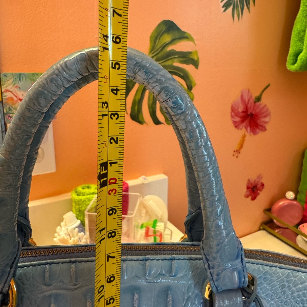 💙Brahmin Blue Crocodile-Embossed Leather Satchel💙 - Picture 4 of 15